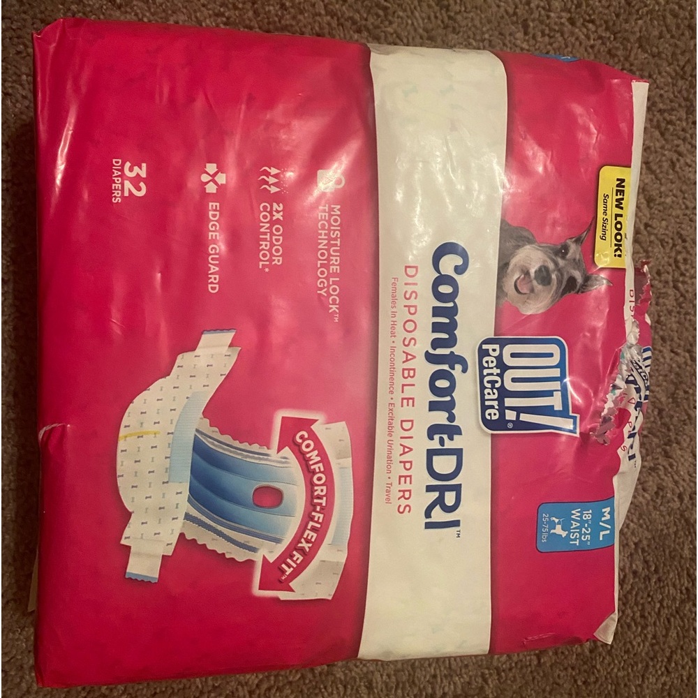 Disposable Dog Diapers M/L 18–25” Waist 25–75 lbs OUT!PetCare Open Pack- Comfort